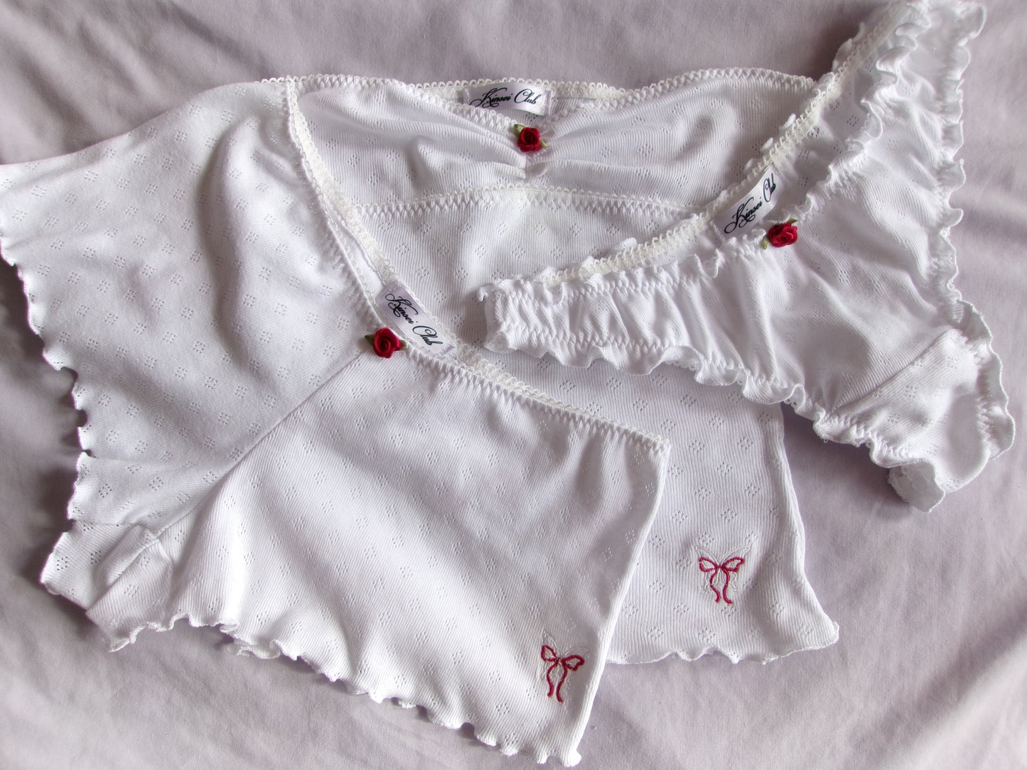 バラ Bara Pointelle Shorts - White