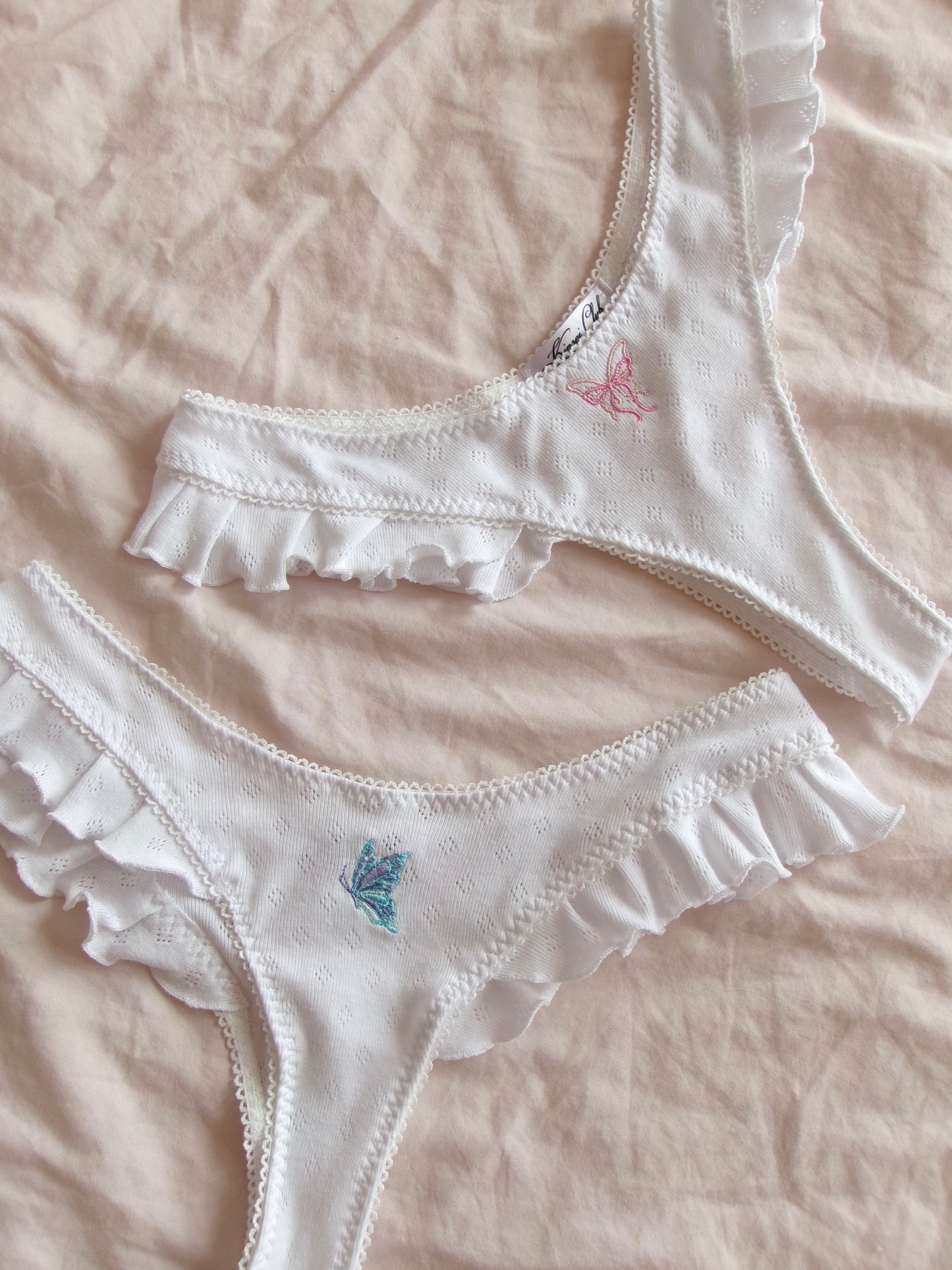 ひらひら Hirahira Butterfly Embroidered Pointelle Knickers