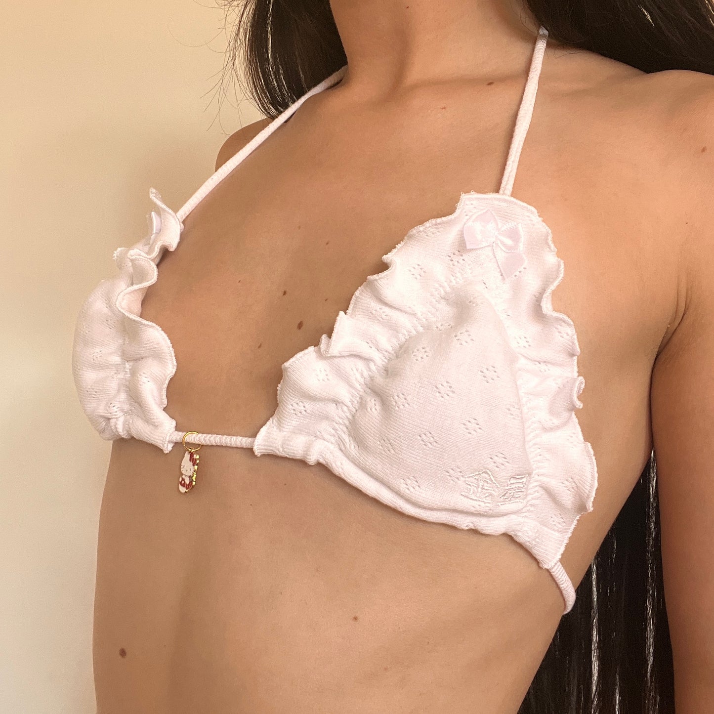 キティちゃん Kitty-Chan Pointelle Ruffle Bralette
