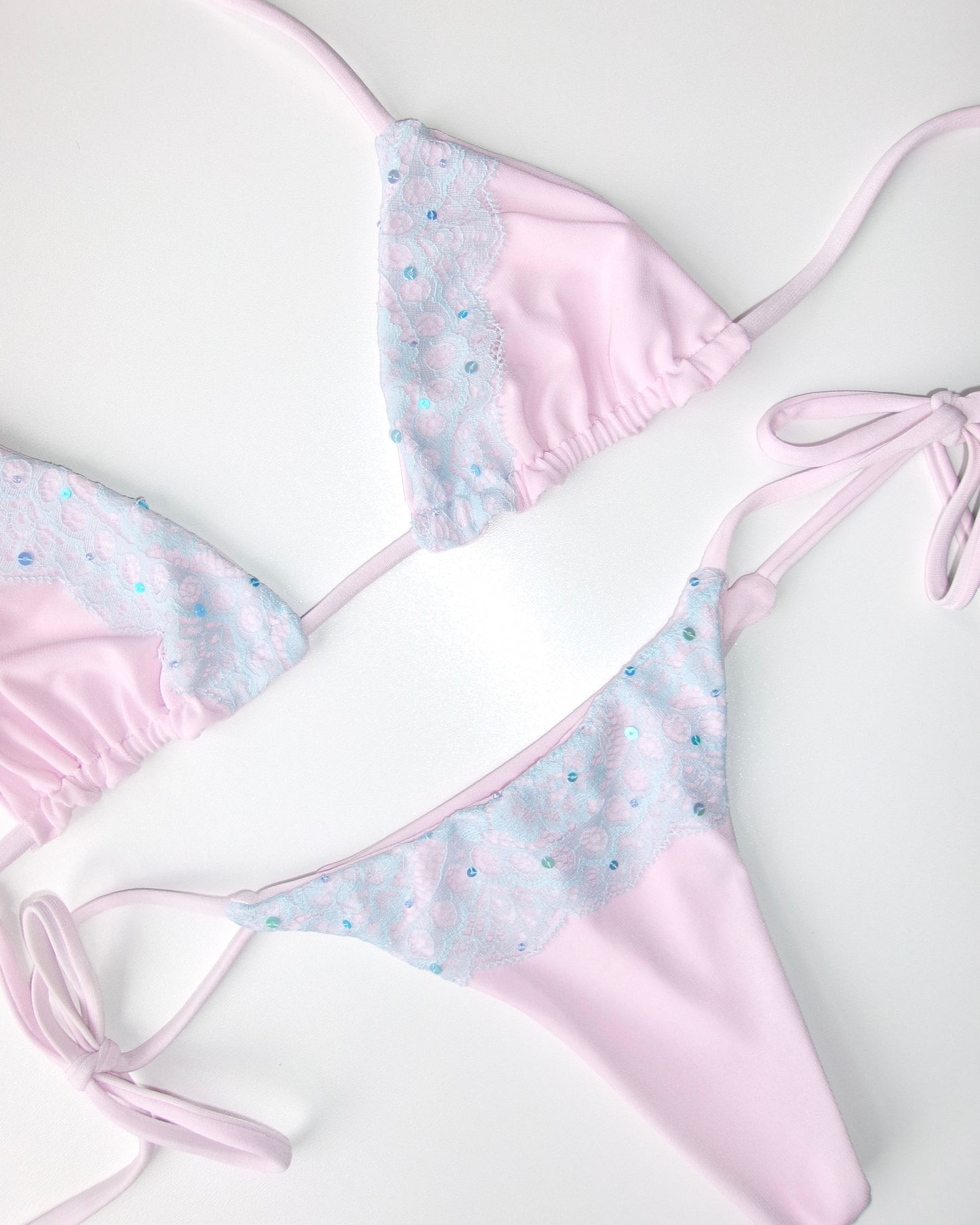 姫 Hime Bikini Set In Pink & Blue