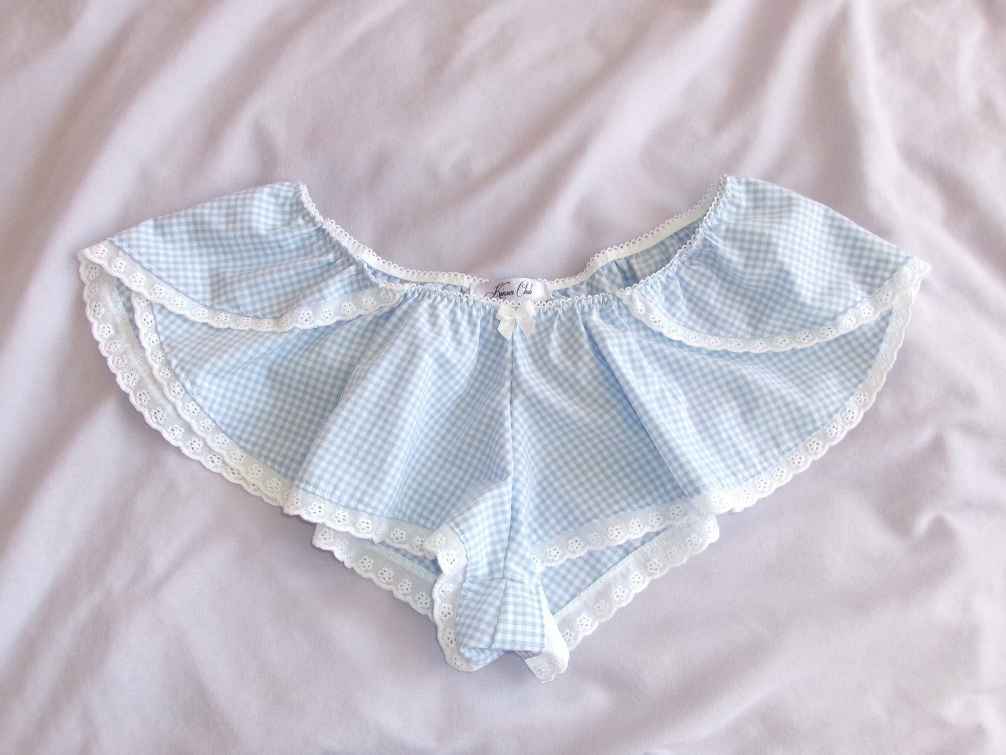 春 Haru Blue Gingham Cotton Shorts
