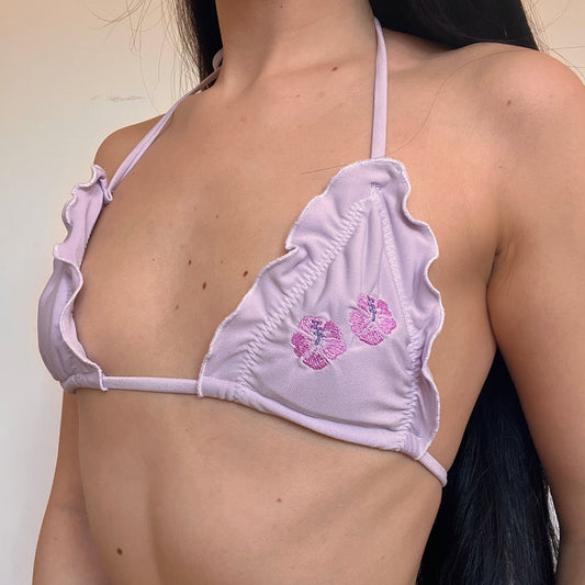 ハイビスカス Hibiscus Bikini Top in Lilac and Pink