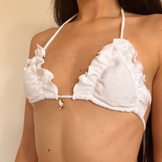 キティちゃん Kitty-Chan Pointelle Ruffle Bralette